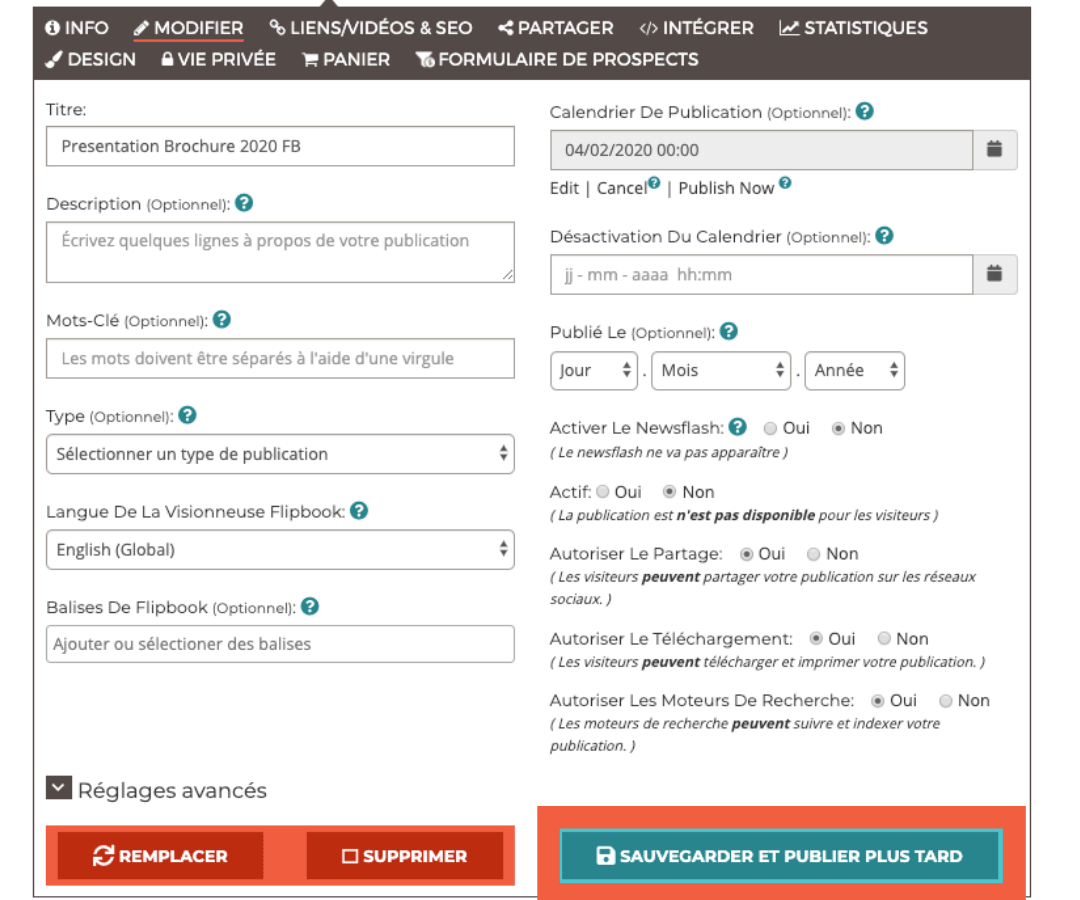 COMMENT PROGRAMMER LA PUBLICATION DE VOTRE FLIPBOOK